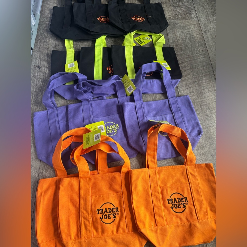 Trader Joe's Mini Tote Bag Set - Black, Purple, Orange